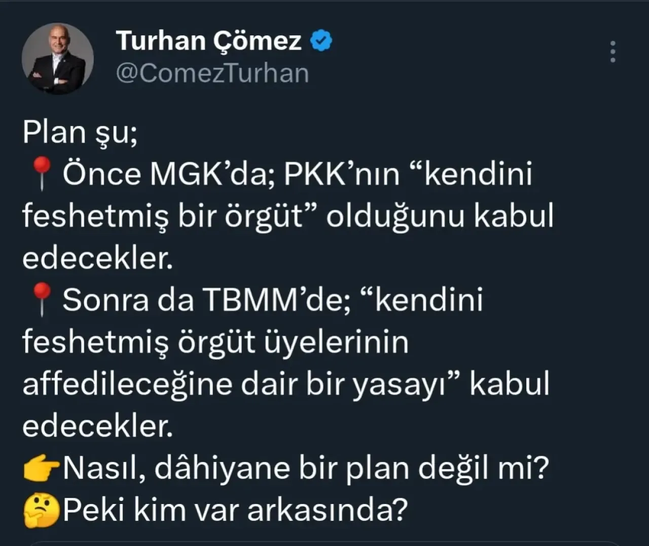 İYİ Partili Çömez'den MGK ve TBMM'de 'PKK Affı' Planı İddiası İYİ Partili Çömez'den MGK ve TBMM'de 'PKK Affı' Planı İddiası