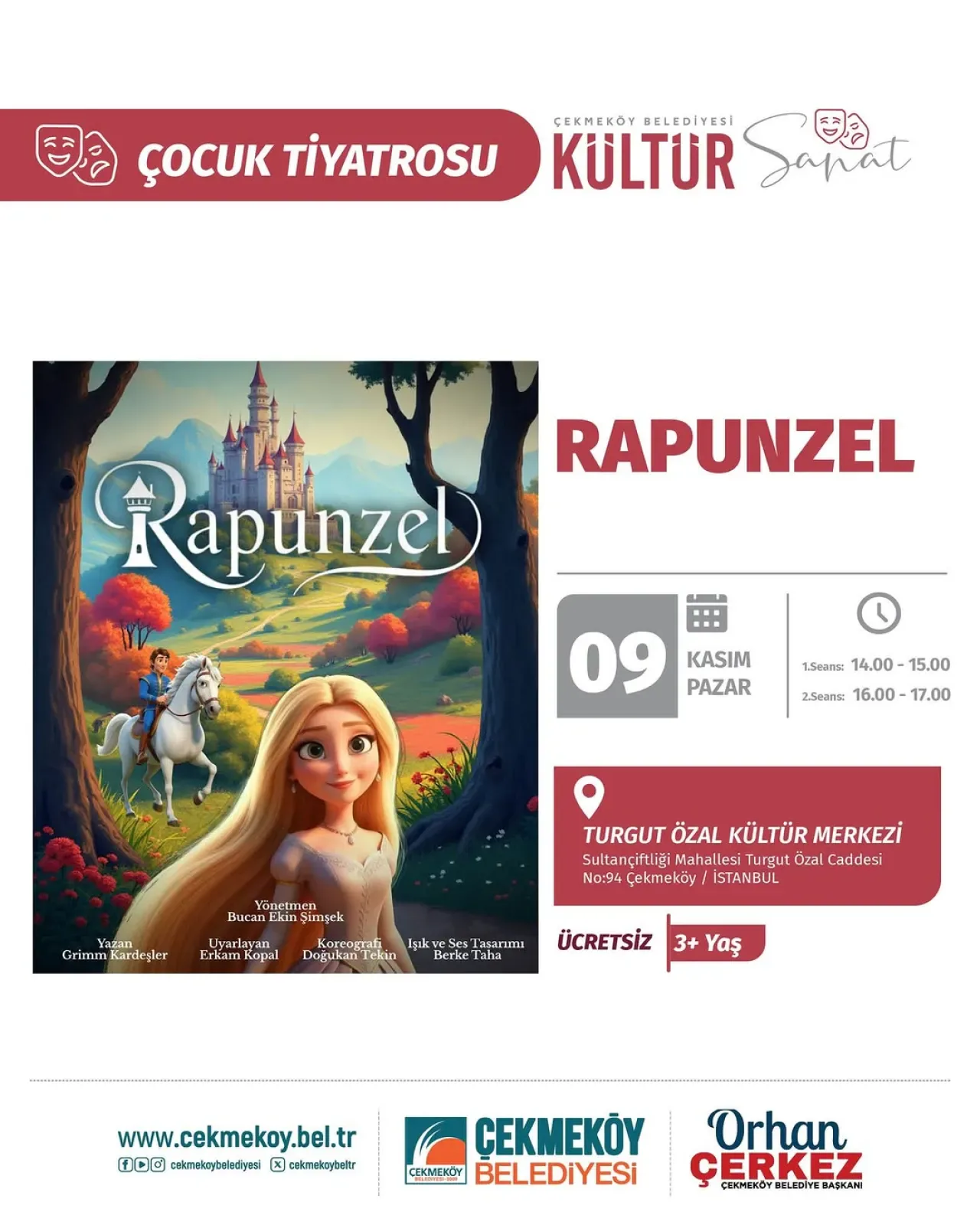 Çekmeköy'de Çocuklar İçin Ücretsiz Rapunzel Tiyatrosu Çekmeköy'de Çocuklar İçin Ücretsiz Rapunzel Tiyatrosu