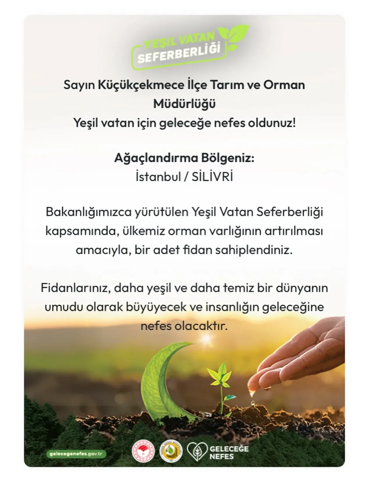 Küçükçekmece'de Geleceğe Nefes Olmak İçin Fidanlar Toprakla Buluştu Küçükçekmece'de Geleceğe Nefes Olmak İçin Fidanlar Toprakla Buluştu