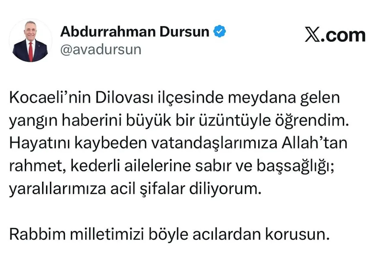 Sultangazi Belediye Başkanı'ndan Dilovası Yangını İle İlgili Taziye Mesajı Sultangazi Belediye Başkanı'ndan Dilovası Yangını İle İlgili Taziye Mesajı
