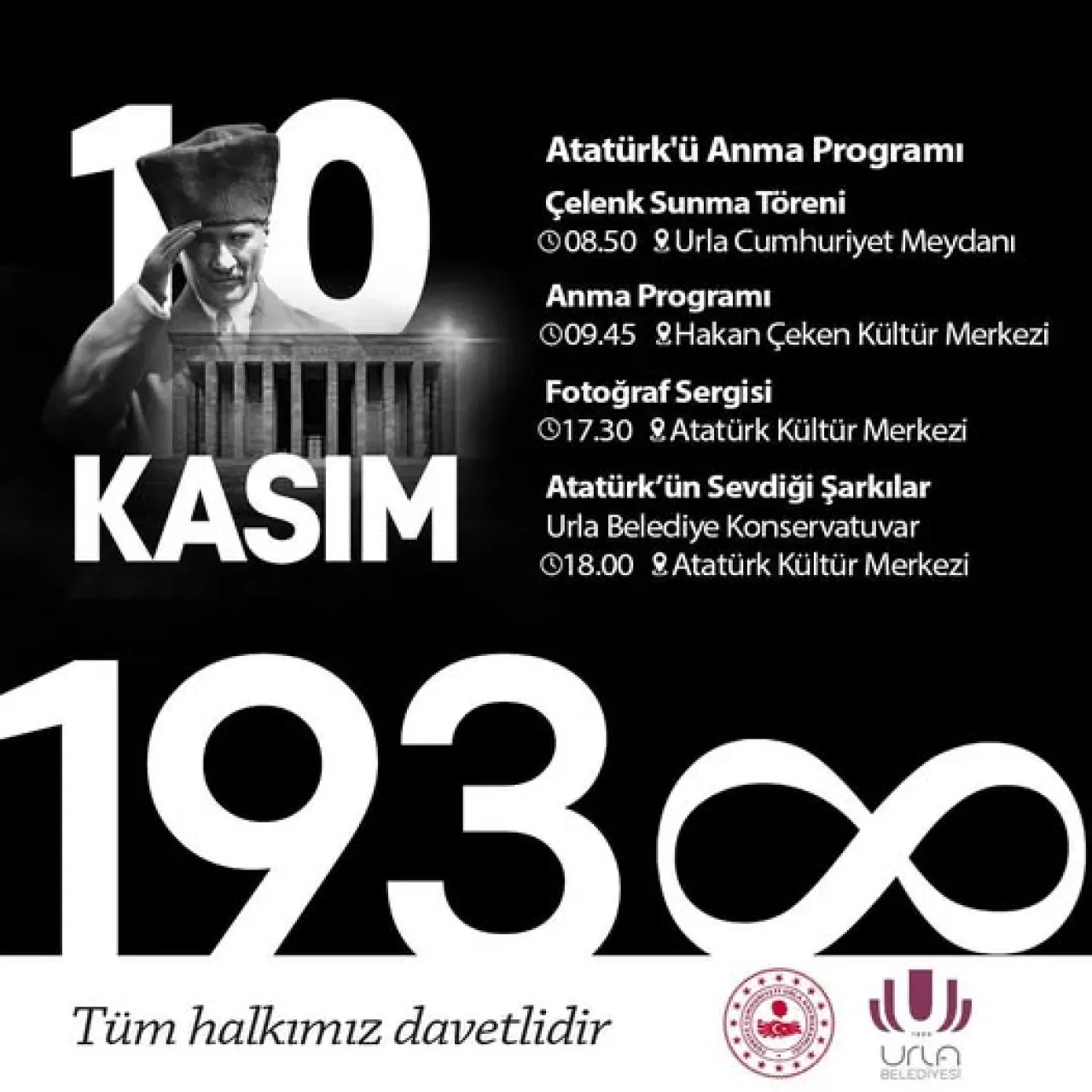 Urla'da 10 Kasım Atatürk'ü Anma Günü'nde Anlamlı Törenler Urla'da 10 Kasım Atatürk'ü Anma Günü'nde Anlamlı Törenler