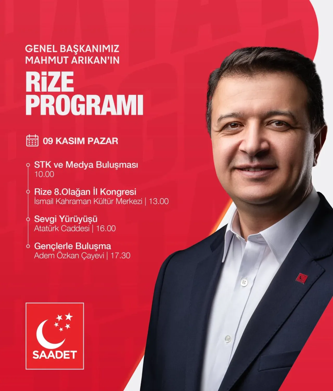 Saadet Partisi Genel Başkanı Mahmut Arıkan'ın Rize'deki Yoğun Temas Programı Saadet Partisi Genel Başkanı Mahmut Arıkan'ın Rize'deki Yoğun Temas Programı