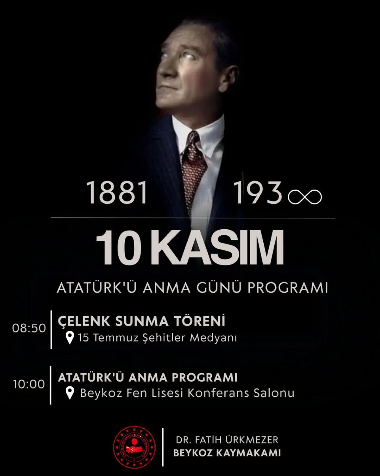 Beykoz'da 10 Kasım Atatürk'ü Anma Günü Töreni Düzenlenecek Beykoz'da 10 Kasım Atatürk'ü Anma Günü Töreni Düzenlenecek