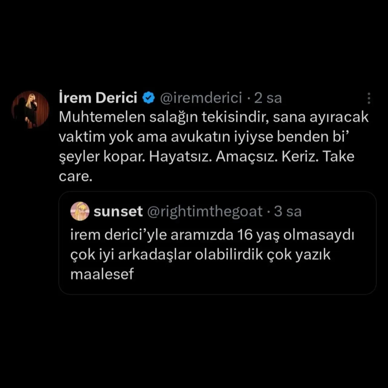 İrem Derici'den Sosyal Medyada Takipçi Yorumuna Cevap İrem Derici'den Sosyal Medyada Takipçi Yorumuna Cevap