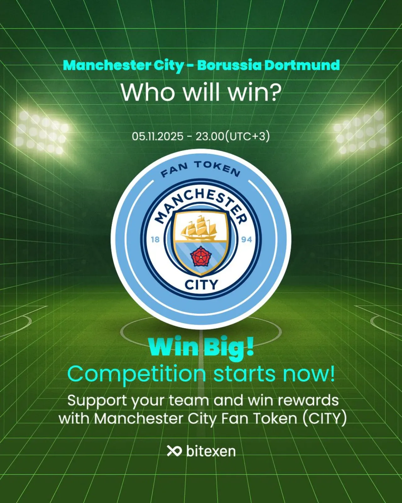 Bitexen Fan Token Ödül Programı Başladı: Manchester City - Borussia Dortmund Maçı ile Kazanç Fırsatı Bitexen Fan Token Ödül Programı Başladı: Manchester City - Borussia Dortmund Maçı ile Kazanç Fırsatı