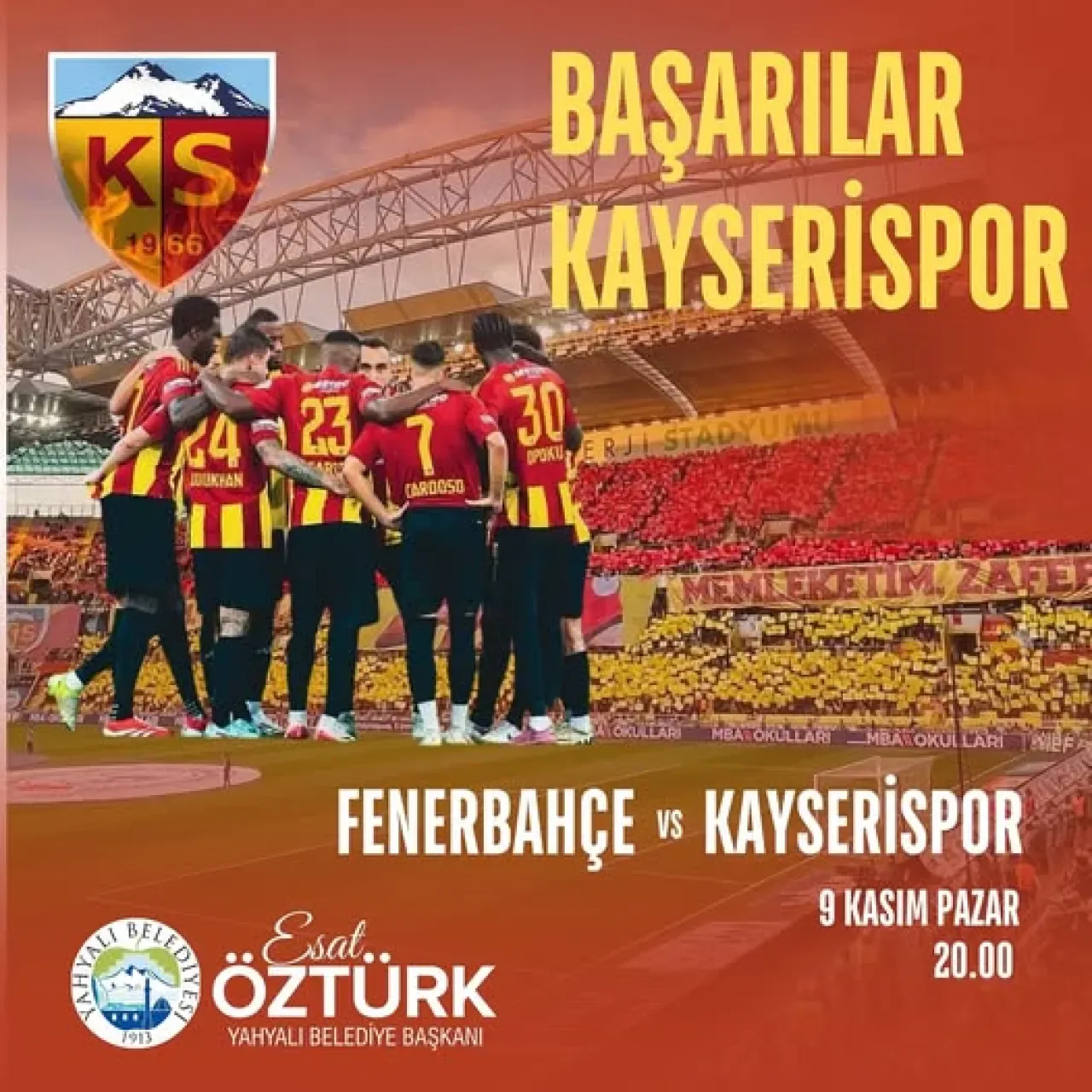 Yahyalı Belediye Başkanı Kayserispor'a Maç Öncesi Destek Mesajı Yayınladı Yahyalı Belediye Başkanı Kayserispor'a Maç Öncesi Destek Mesajı Yayınladı