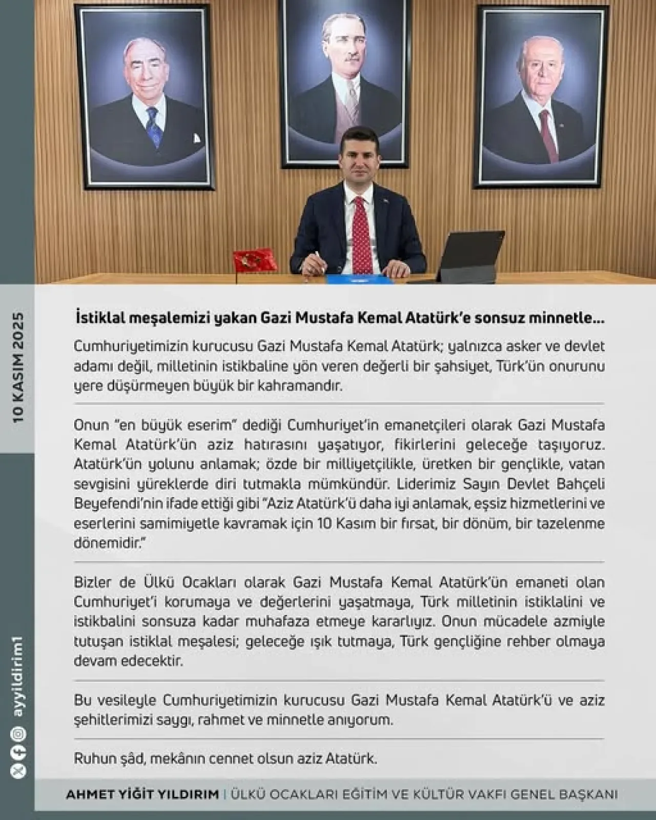 Ankara Ülkü Ocakları'ndan Atatürk'e Anlamlı Taziye Mesajı Ankara Ülkü Ocakları'ndan Atatürk'e Anlamlı Taziye Mesajı