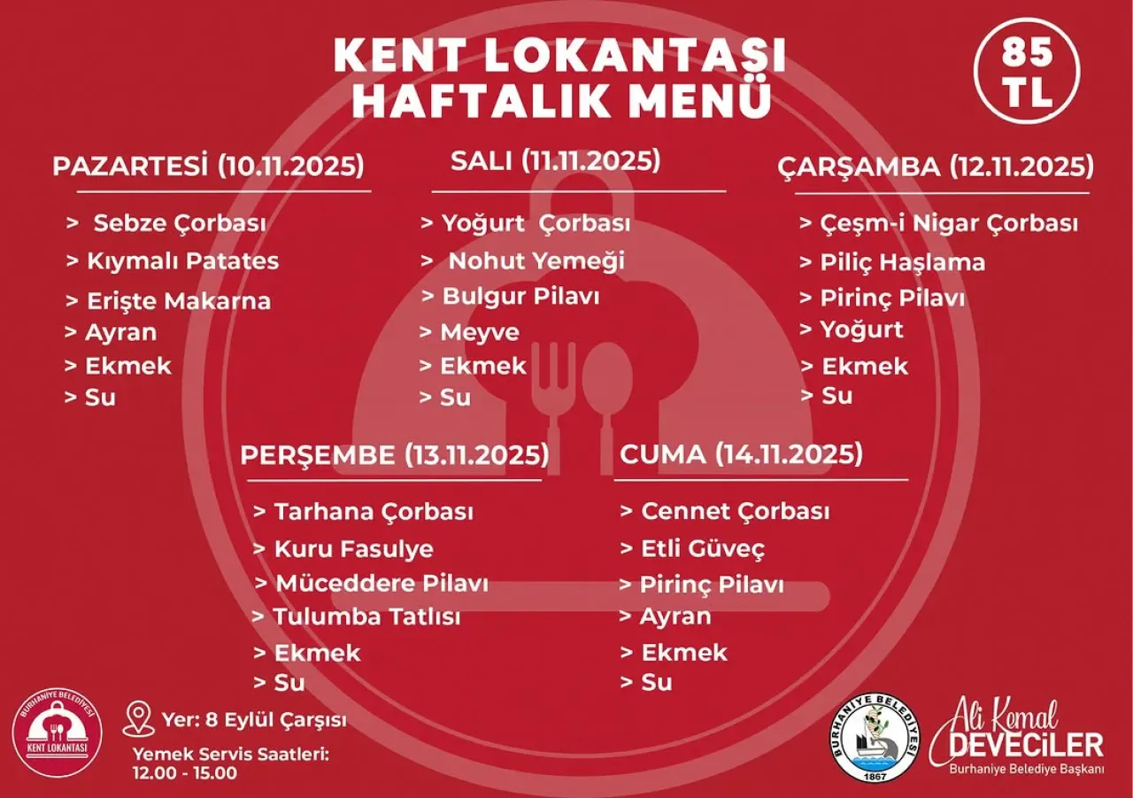 Burhaniye Belediyesi Kent Lokantası 14-18 Kasım Haftalık Yemek Menüsü Açıklandı Burhaniye Belediyesi Kent Lokantası 14-18 Kasım Haftalık Yemek Menüsü Açıklandı
