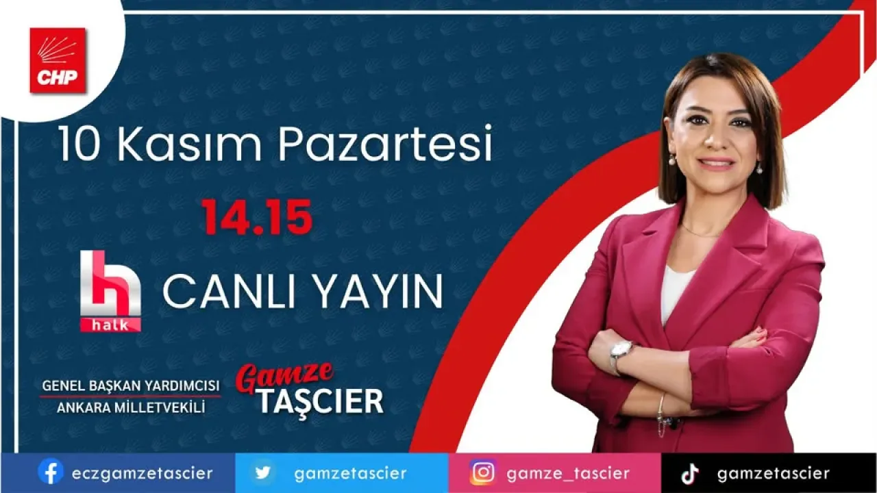 CHP'li Gamze Taşçıer, Bugün Halk TV'deki Canlı Yayına Konuk Oluyor CHP'li Gamze Taşçıer, Bugün Halk TV'deki Canlı Yayına Konuk Oluyor