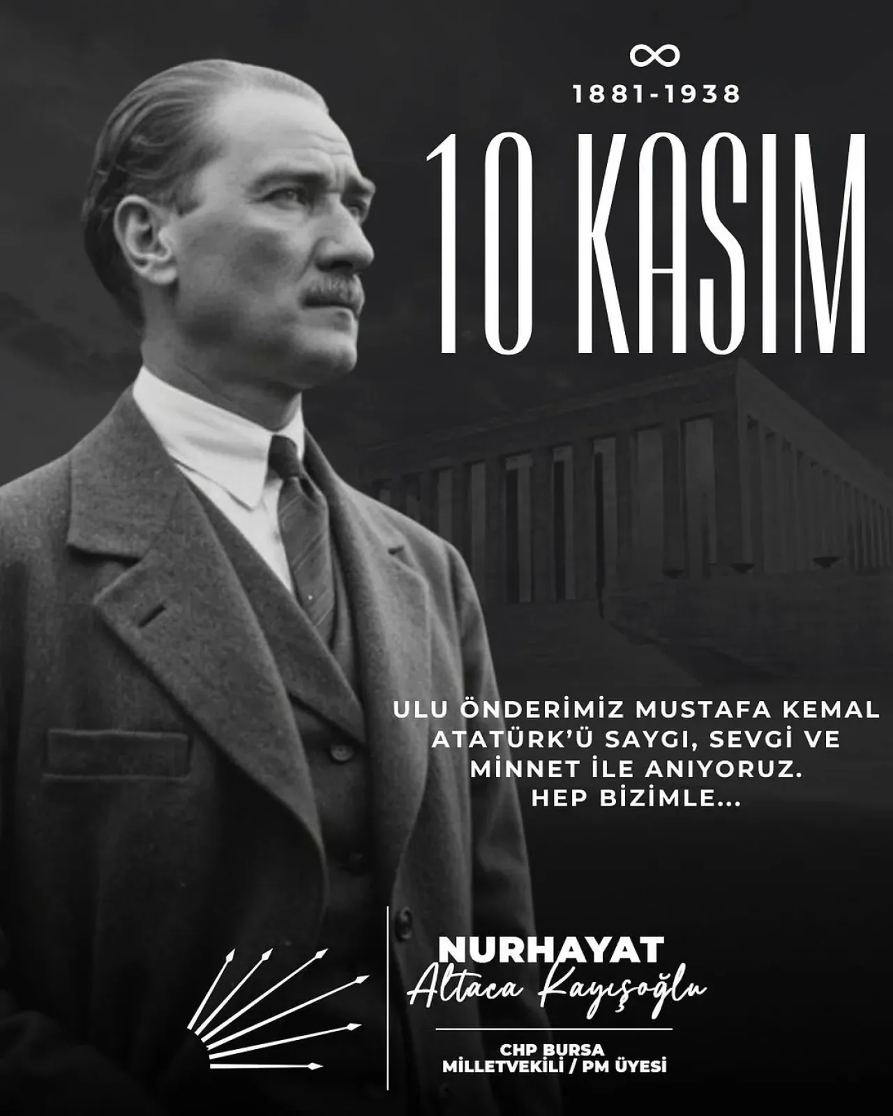 CHP'li Nurhayat Altaca Kayışoğlu'ndan 10 Kasım Mesajı: "Sonsuza Dek İzindeyiz" CHP'li Nurhayat Altaca Kayışoğlu'ndan 10 Kasım Mesajı: "Sonsuza Dek İzindeyiz"