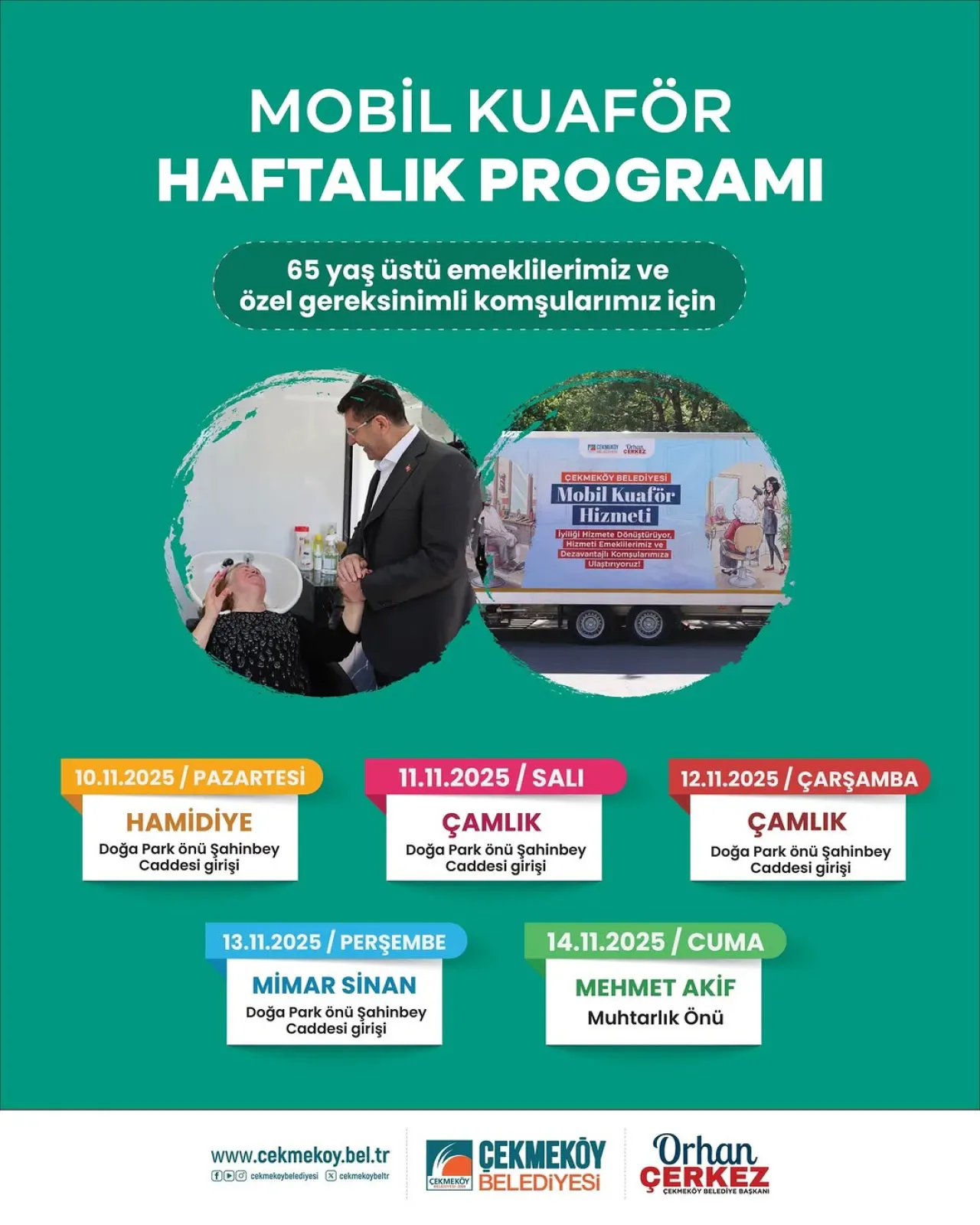 Çekmeköy Belediyesi'nden 65 Yaş Üstü ve Engelli Vatandaşlar İçin Ücretsiz Mobil Kuaför Hizmeti Çekmeköy Belediyesi'nden 65 Yaş Üstü ve Engelli Vatandaşlar İçin Ücretsiz Mobil Kuaför Hizmeti