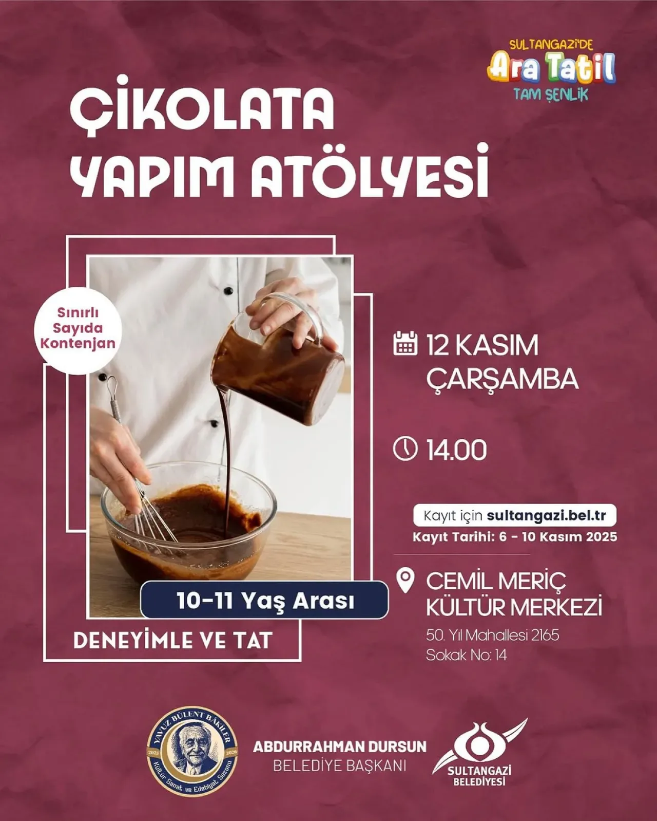 Sultangazi'de Çocuklar İçin Çikolata Yapım Atölyesi Sultangazi'de Çocuklar İçin Çikolata Yapım Atölyesi