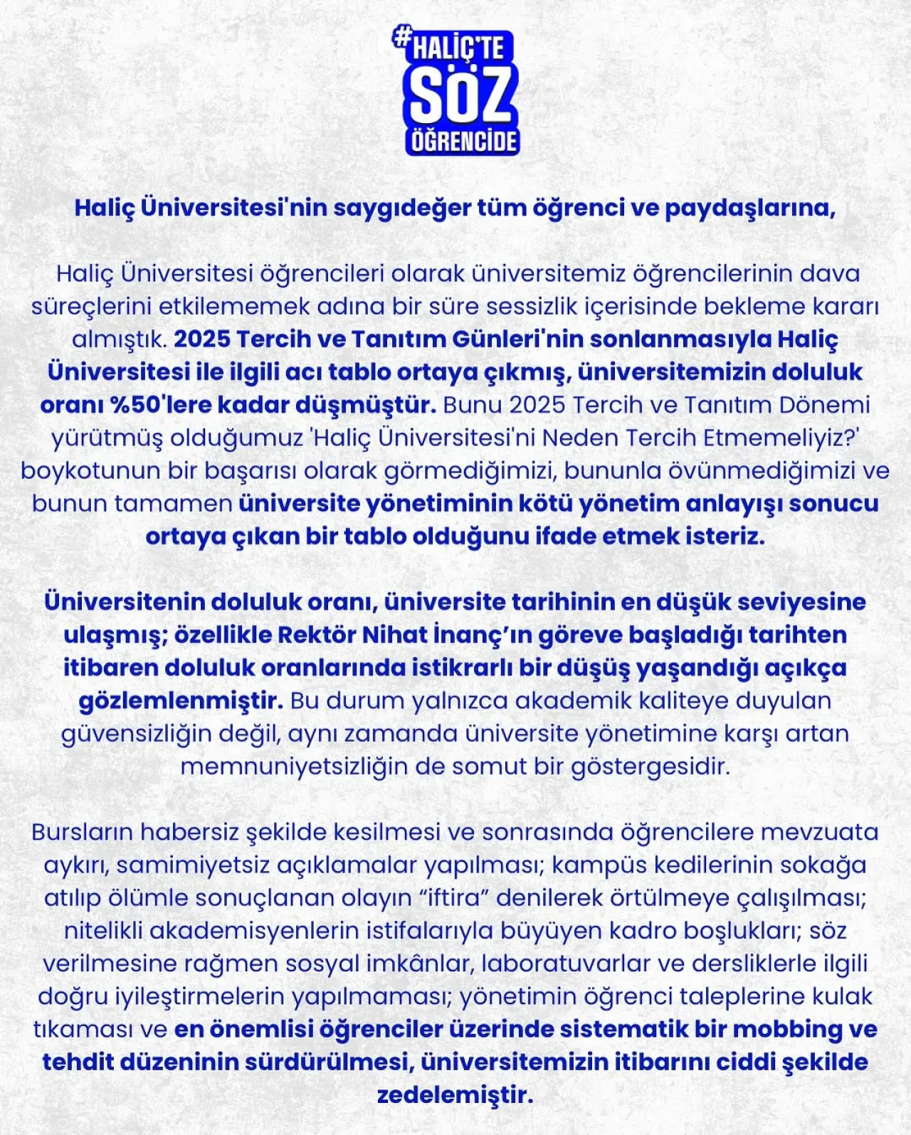 Haliç Üniversitesi'nde Yeni Dönemde Söz Öğrencide Haliç Üniversitesi'nde Yeni Dönemde Söz Öğrencide