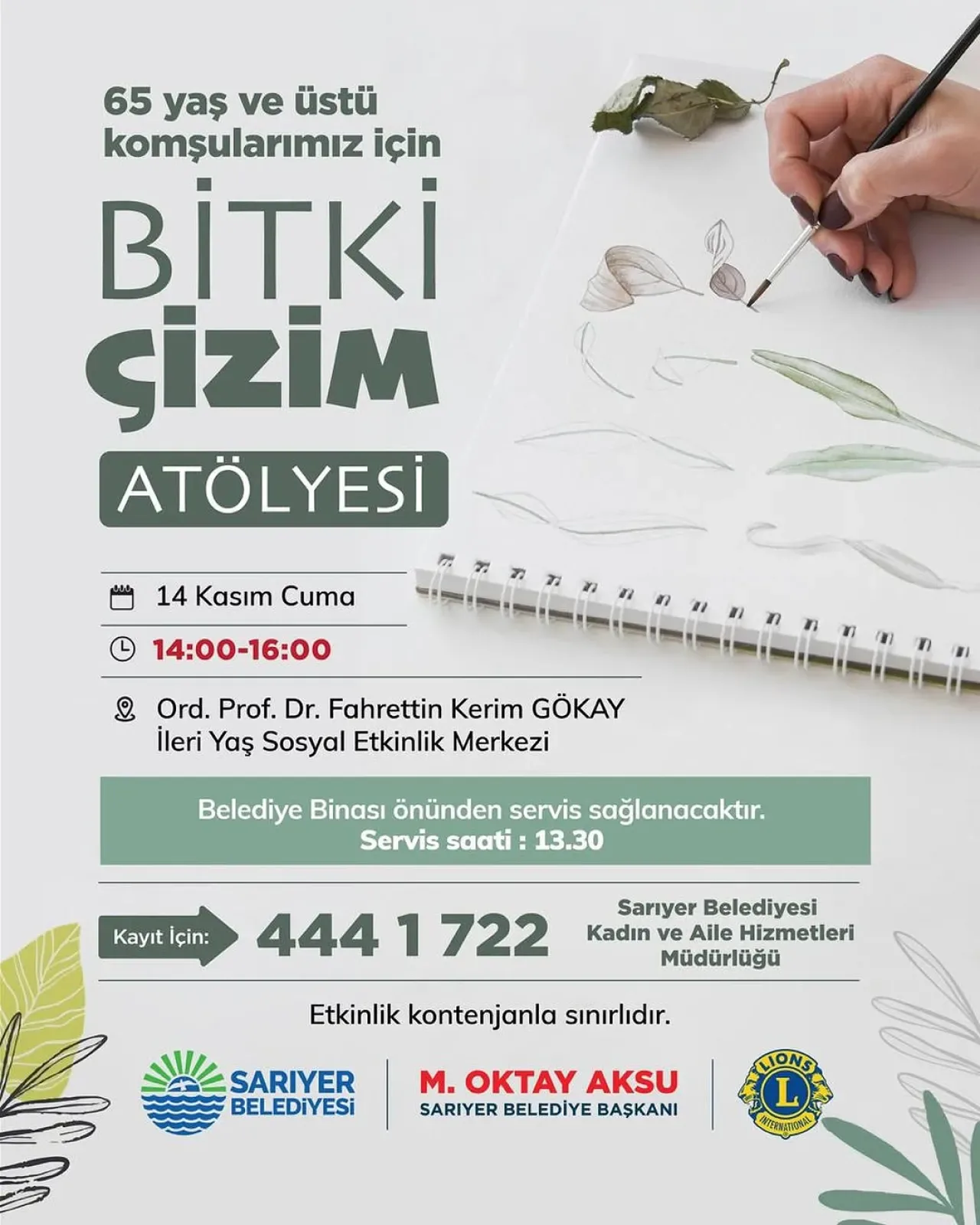 Sarıyer'de 65 Yaş Üstü Bireyler İçin Bitki Çizim Atölyesi Düzenleniyor Sarıyer'de 65 Yaş Üstü Bireyler İçin Bitki Çizim Atölyesi Düzenleniyor