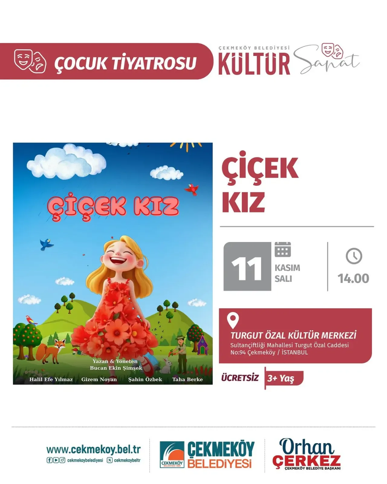Çekmeköy'de Çocuklar İçin Ücretsiz Tiyatro: Çiçek Kız Oyunu Sahnelenecek Çekmeköy'de Çocuklar İçin Ücretsiz Tiyatro: Çiçek Kız Oyunu Sahnelenecek