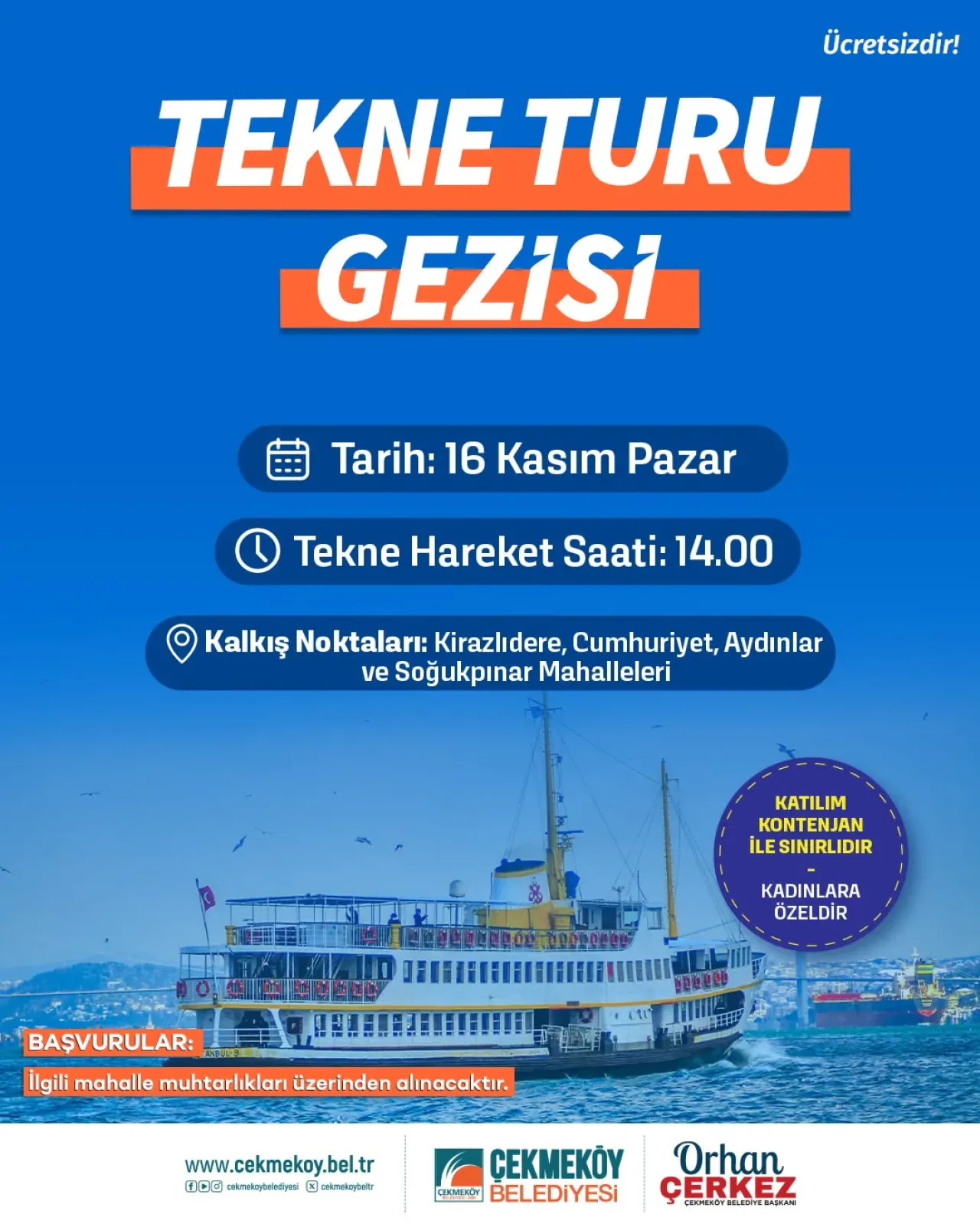 Çekmeköy Belediyesi'nden Kadınlara Özel Boğaz Turu Çekmeköy Belediyesi'nden Kadınlara Özel Boğaz Turu