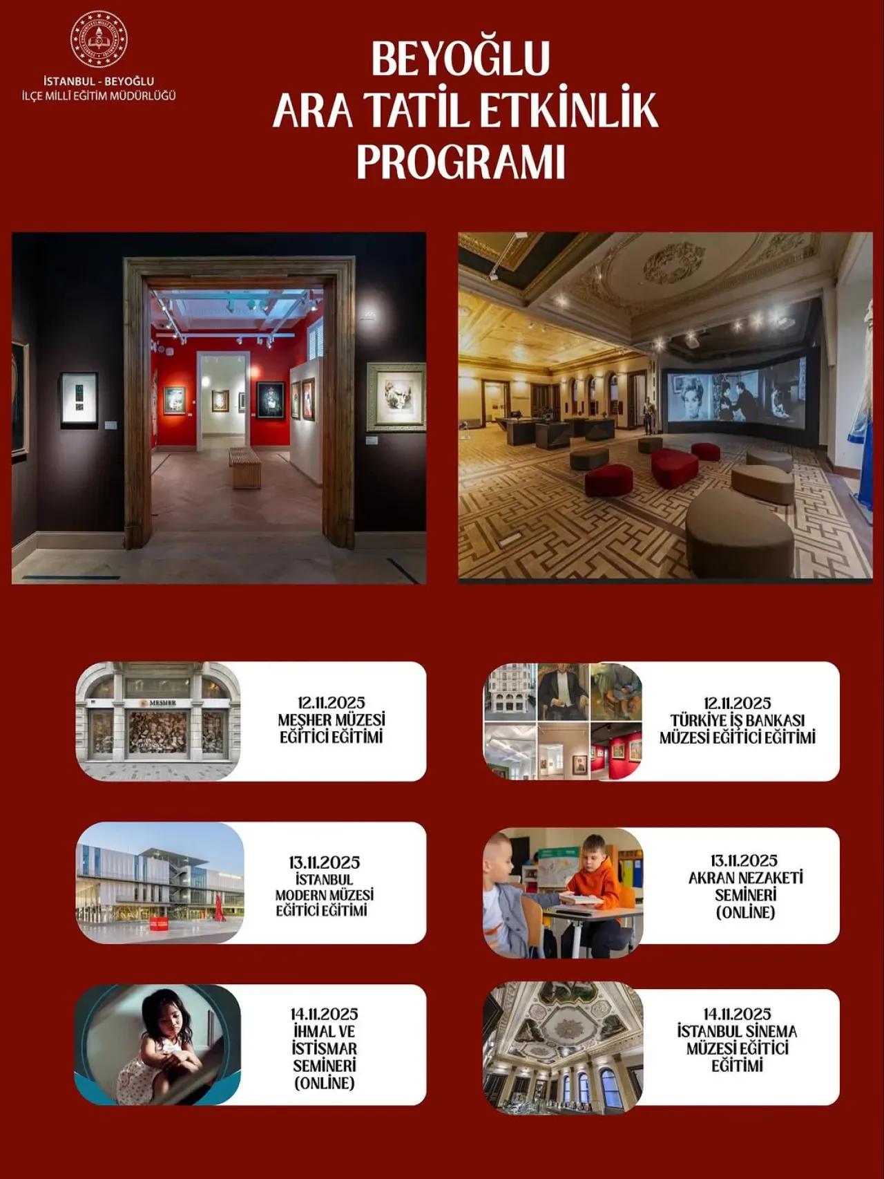 Beyoğlu'nda Öğretmenlere Yönelik Ara Tatil Eğitim Programı Açıklandı Beyoğlu'nda Öğretmenlere Yönelik Ara Tatil Eğitim Programı Açıklandı