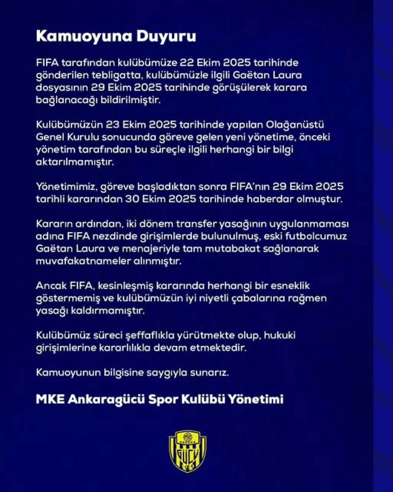 MKE Ankaragücü'ne FIFA'dan İki Dönem Transfer Yasağı MKE Ankaragücü'ne FIFA'dan İki Dönem Transfer Yasağı