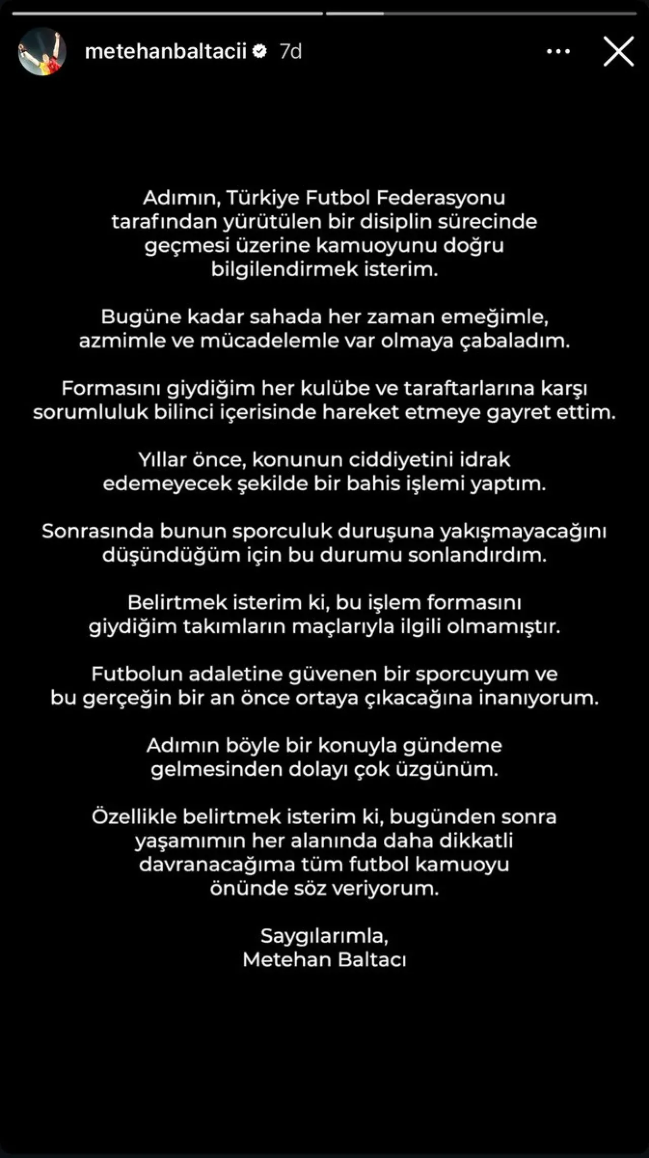 Metehan Baltacı Bahis Skandalını Açıkladı: "Sporculuk Duruşuna Yakışmadığını Düşündüm" Metehan Baltacı Bahis Skandalını Açıkladı: "Sporculuk Duruşuna Yakışmadığını Düşündüm"