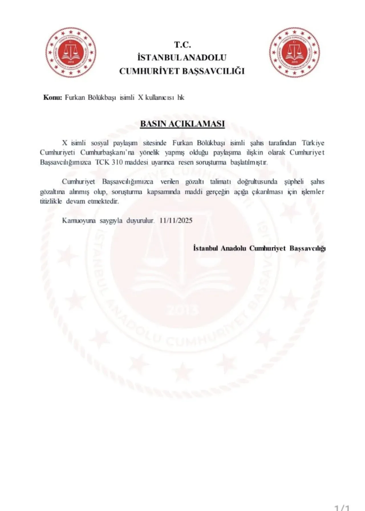 İstanbul'da Cumhurbaşkanı'na Hakaret İddiasıyla Soruşturma Başlatıldı İstanbul'da Cumhurbaşkanı'na Hakaret İddiasıyla Soruşturma Başlatıldı