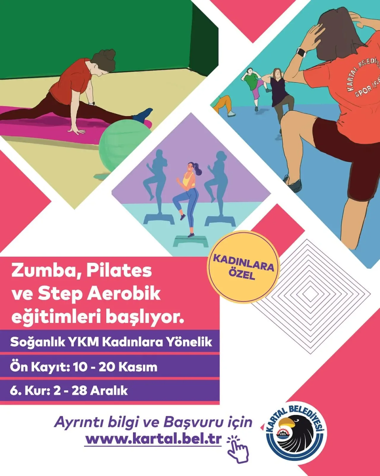 Kartal Belediyesi, Kadınlara Özel Ücretsiz Zumba ve Pilates Eğitimleri Başlatıyor Kartal Belediyesi, Kadınlara Özel Ücretsiz Zumba ve Pilates Eğitimleri Başlatıyor