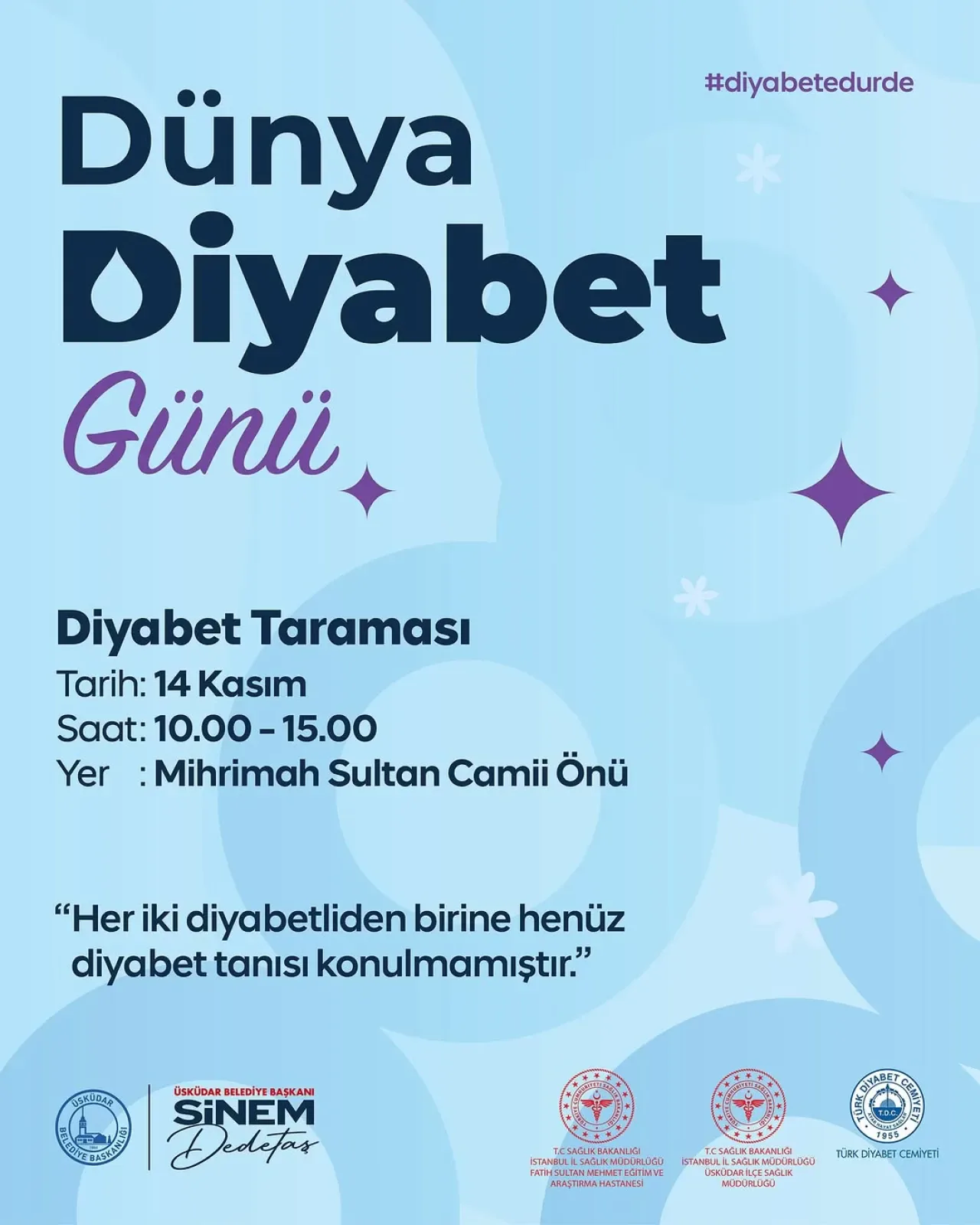 Üsküdar'da 14 Kasım'da Ücretsiz Diyabet Taraması Üsküdar'da 14 Kasım'da Ücretsiz Diyabet Taraması