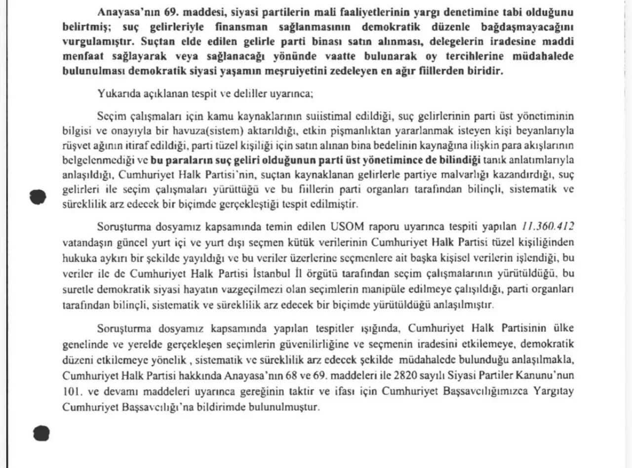 CHP Hakkında Kapatma Davası: İstanbul Cumhuriyet Başsavcılığı Yargıtay'a Bildirimde Bulundu CHP Hakkında Kapatma Davası: İstanbul Cumhuriyet Başsavcılığı Yargıtay'a Bildirimde Bulundu