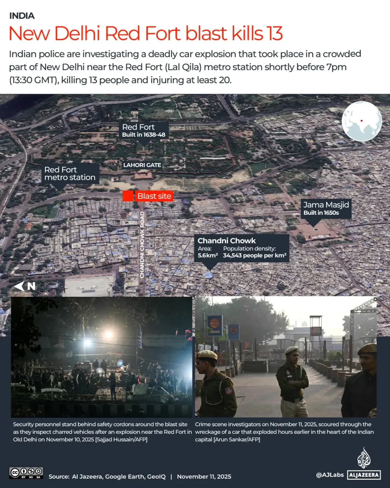 Yeni Delhi'deki Kızıl Kale Yakınında Meydana Gelen Araç Patlamasında 13 Kişi Hayatını Kaybetti Yeni Delhi'deki Kızıl Kale Yakınında Meydana Gelen Araç Patlamasında 13 Kişi Hayatını Kaybetti