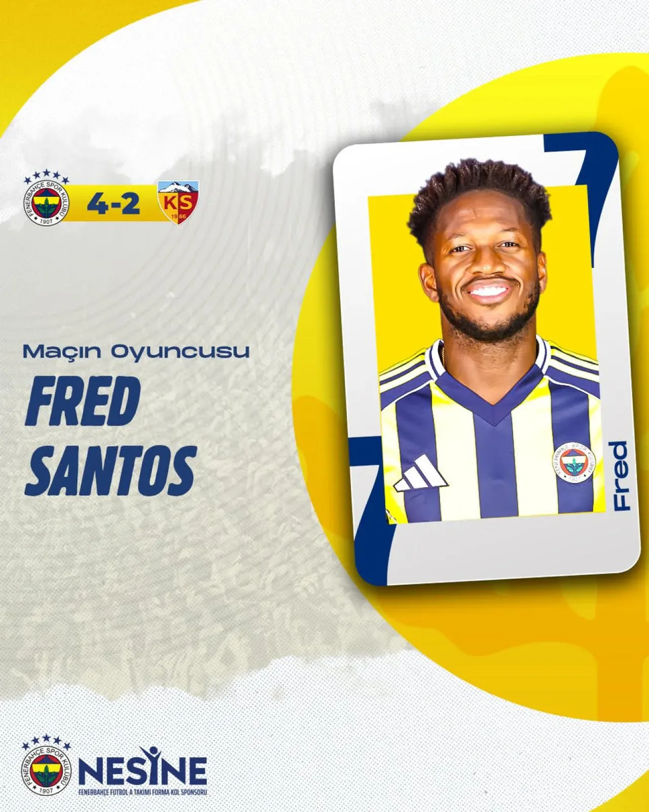 Fred, Kayserispor Maçının Nesine.com Oyuncusu Seçildi Fred, Kayserispor Maçının Nesine.com Oyuncusu Seçildi