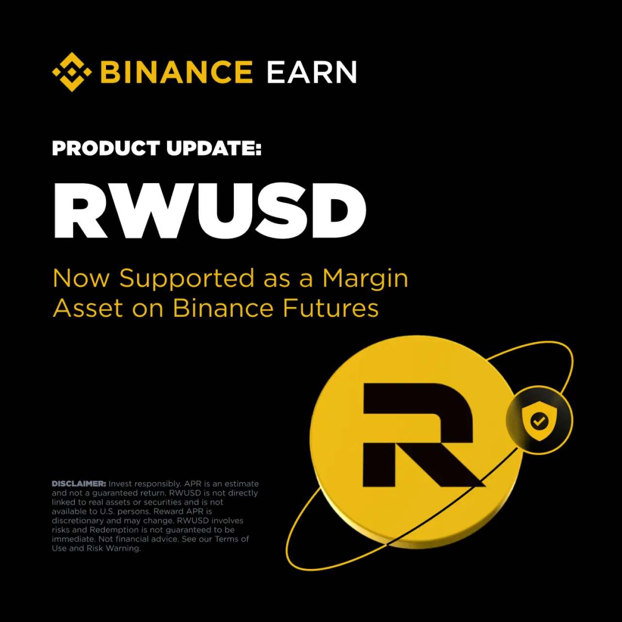 Binance, USDⓈ-M Vadeli İşlemlerde RWUSD'yi Teminat Varlığı Olarak Kullanıma Sundu Binance, USDⓈ-M Vadeli İşlemlerde RWUSD'yi Teminat Varlığı Olarak Kullanıma Sundu
