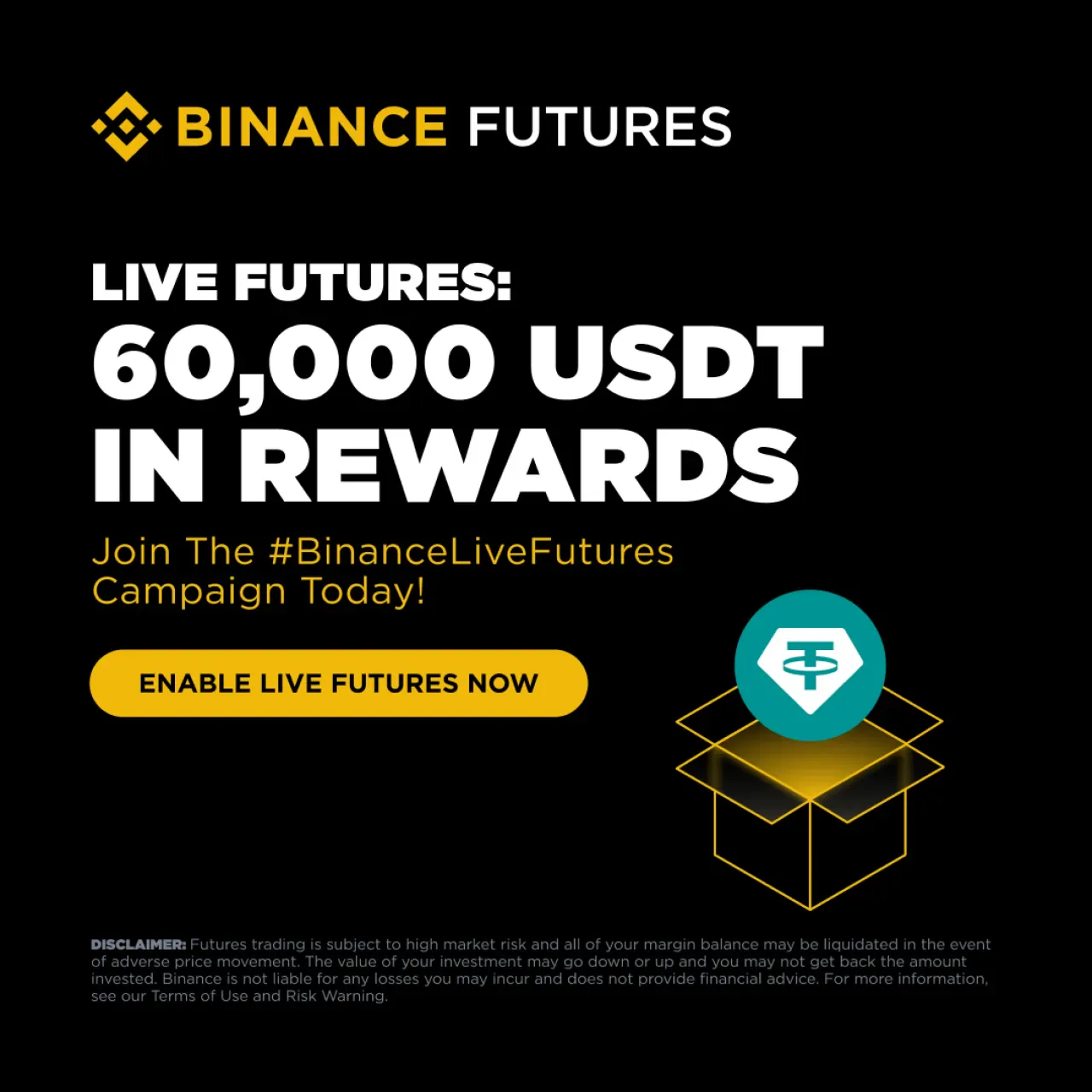 BinanceLiveFutures Kampanyası ile Kullanıcılar 60.000 ABD Doları Ödül Havuzundan Pay Alabilir BinanceLiveFutures Kampanyası ile Kullanıcılar 60.000 ABD Doları Ödül Havuzundan Pay Alabilir