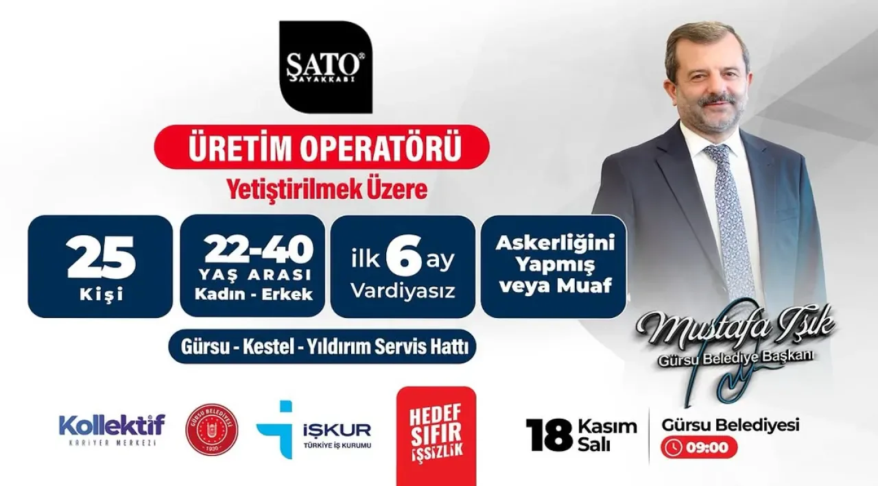 Gürsu Belediyesi ve Şato Ayakkabı İş Birliğiyle 25 Kişiye İstihdam Fırsatı Gürsu Belediyesi ve Şato Ayakkabı İş Birliğiyle 25 Kişiye İstihdam Fırsatı