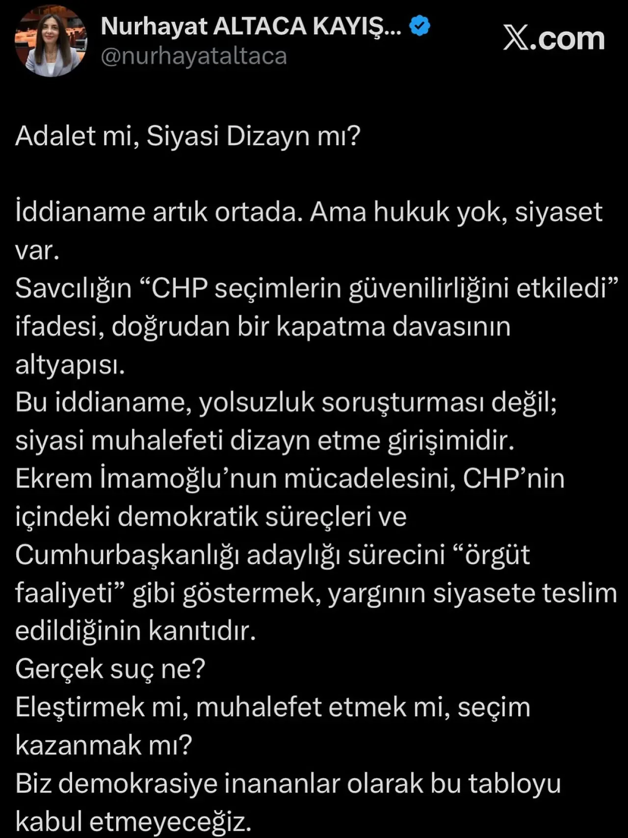 CHP'li Altaca Kayışoğlu'ndan İmamoğlu İddianamesi İle İlgili Açıklama CHP'li Altaca Kayışoğlu'ndan İmamoğlu İddianamesi İle İlgili Açıklama