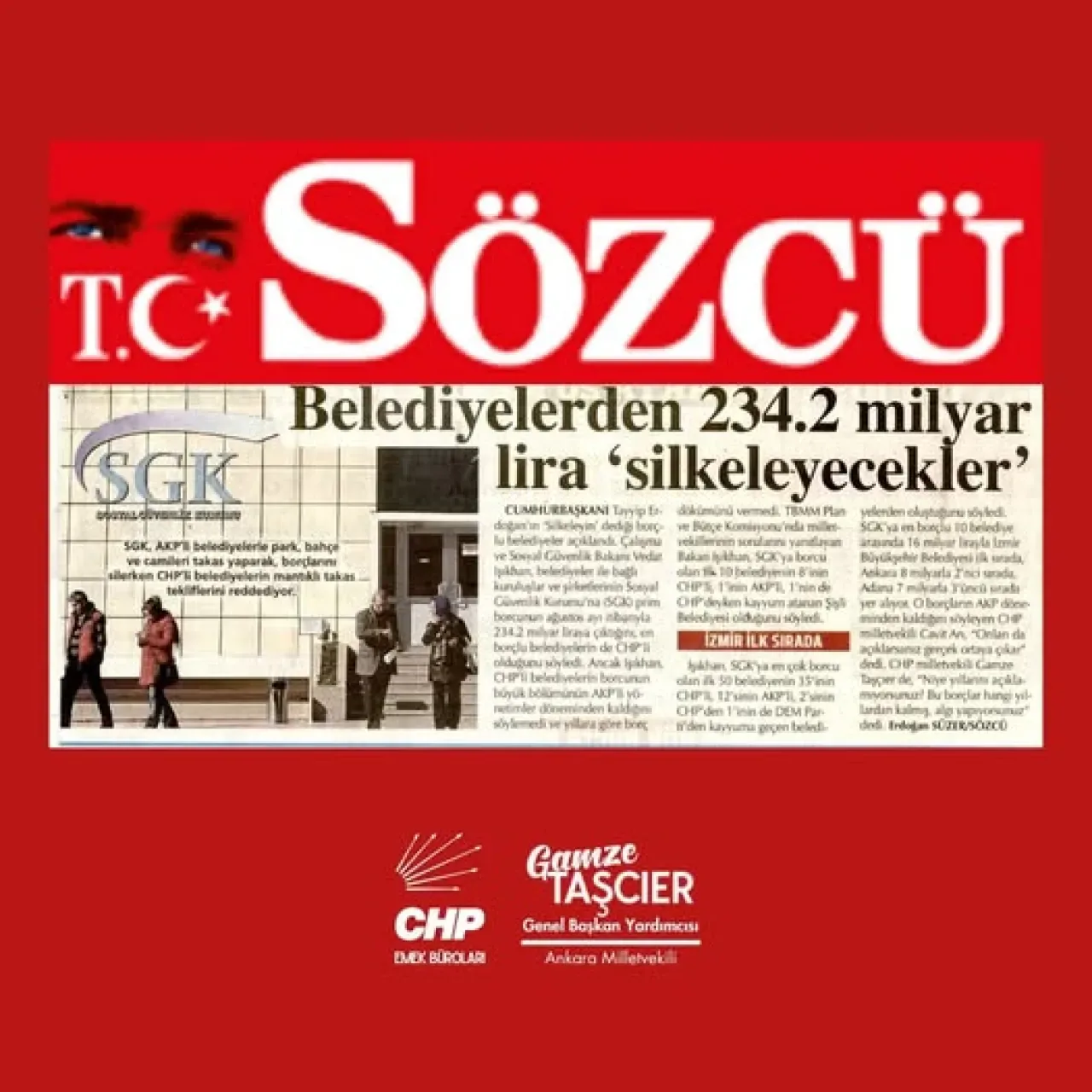 CHP'li Gamze Taşçıer: Algıyı Bırakın, Belediyelerin Prim Borçlarını Açıklayın CHP'li Gamze Taşçıer: Algıyı Bırakın, Belediyelerin Prim Borçlarını Açıklayın