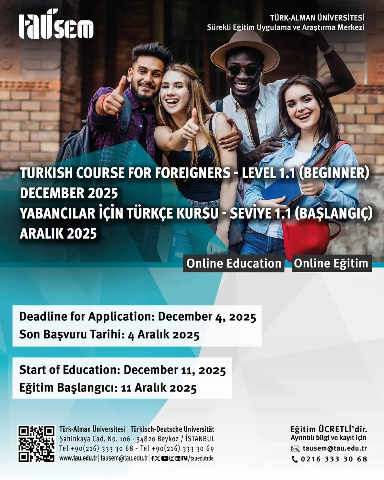 Türk-Alman Üniversitesi, Yabancılar İçin Türkçe Kursu Başlatıyor Türk-Alman Üniversitesi, Yabancılar İçin Türkçe Kursu Başlatıyor