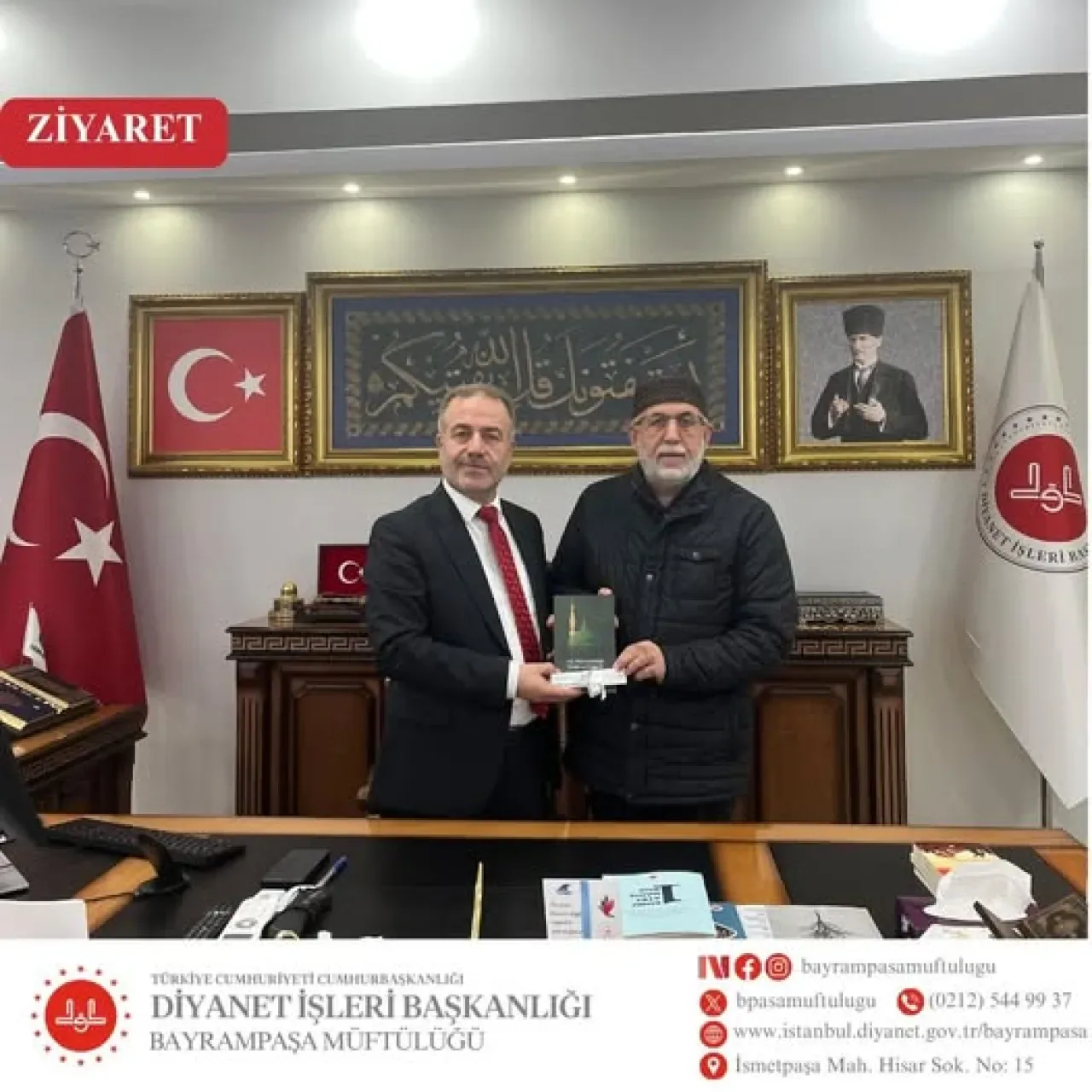 Bayrampaşa İlçe Müftüsü, Cami İmamını Makamında Ağırladı Bayrampaşa İlçe Müftüsü, Cami İmamını Makamında Ağırladı
