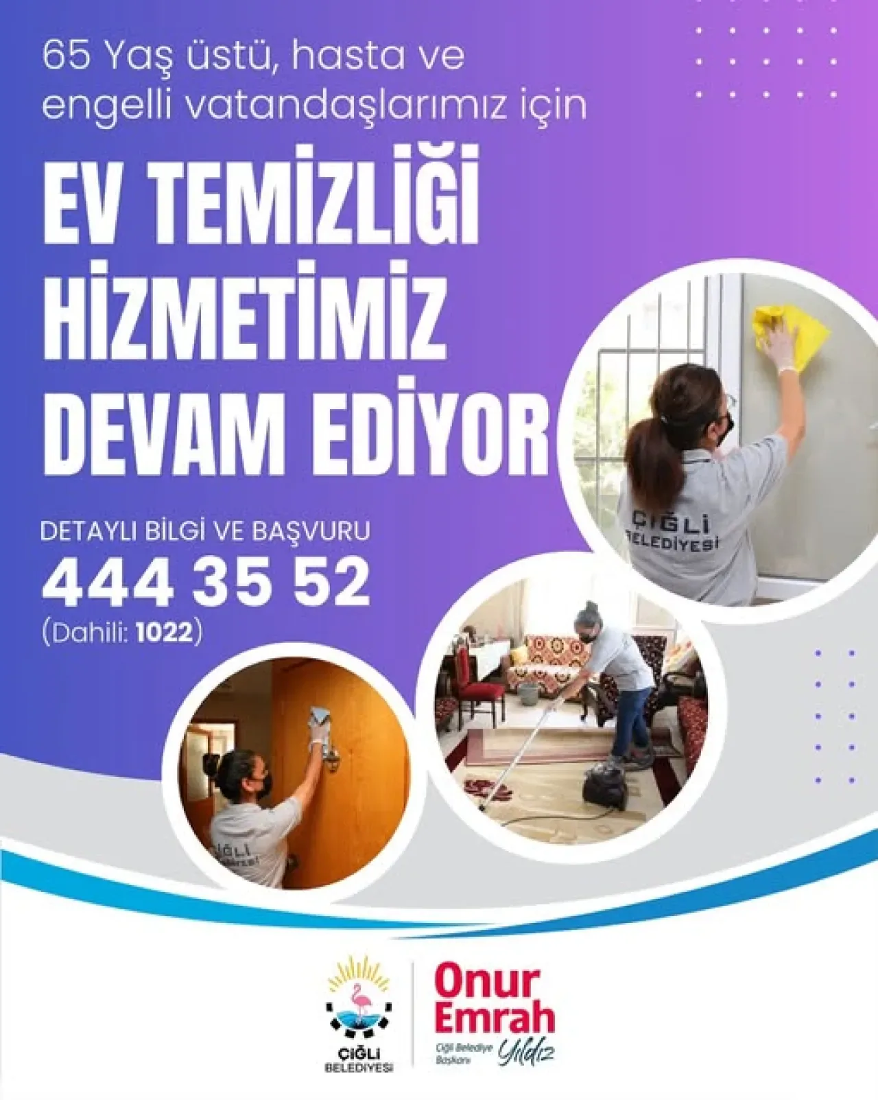 İzmir Çiğli'de 65 Yaş Üstü ve Engelli Vatandaşlara Ücretsiz Ev Temizliği Hizmeti İzmir Çiğli'de 65 Yaş Üstü ve Engelli Vatandaşlara Ücretsiz Ev Temizliği Hizmeti