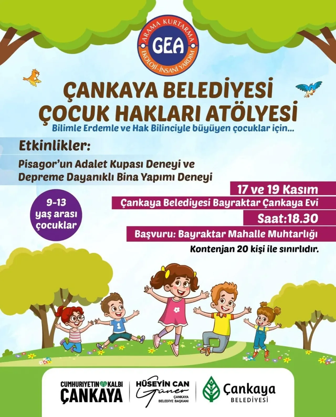 Çankaya'da Çocuklar İçin Hak ve Bilim Atölyeleri Çankaya'da Çocuklar İçin Hak ve Bilim Atölyeleri