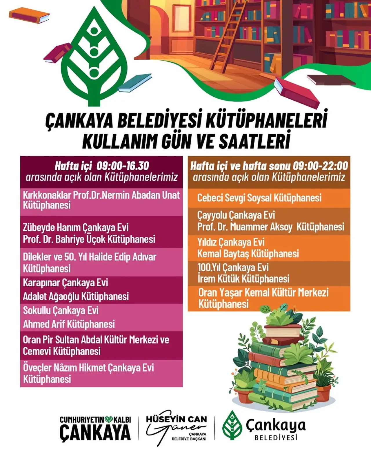 Çankaya'da 7'den 70'e Herkese Kütüphane Hizmeti Çankaya'da 7'den 70'e Herkese Kütüphane Hizmeti