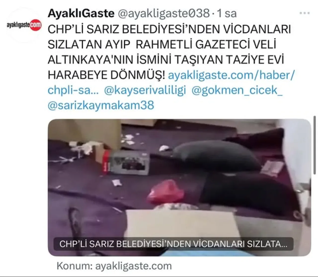 Kayseri'de Veli Altınkaya Taziye ve Kültür Evi Yenilenecek Kayseri'de Veli Altınkaya Taziye ve Kültür Evi Yenilenecek