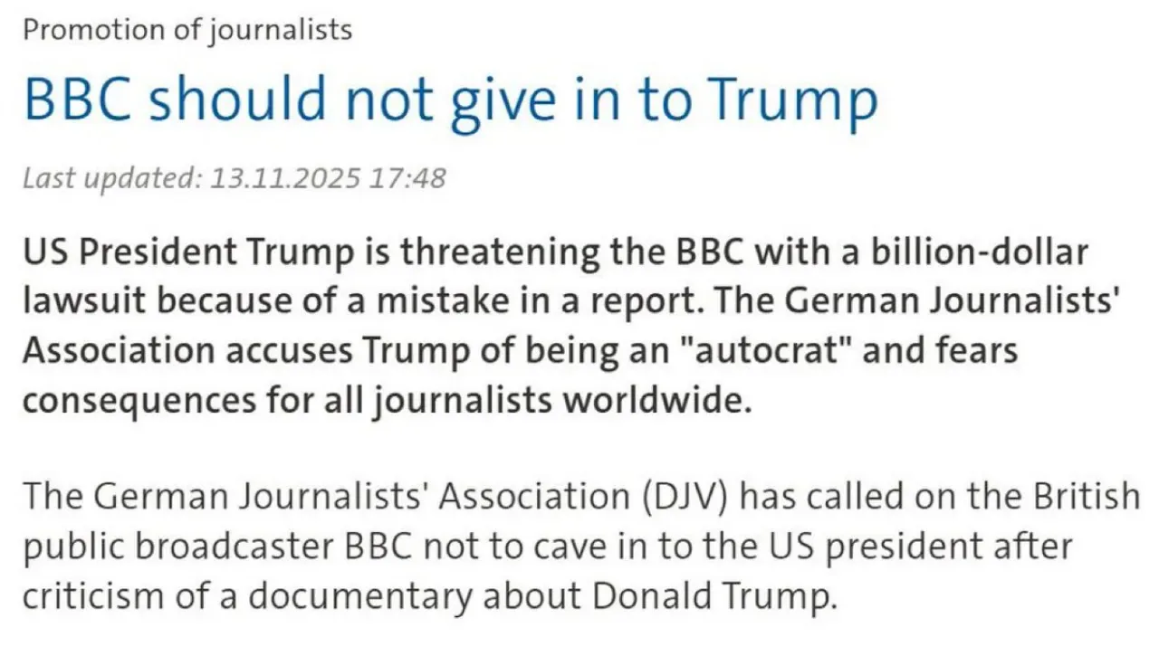 Alman Gazeteciler Birliği'nden BBC'ye Trump Yayını Uyarısı Alman Gazeteciler Birliği'nden BBC'ye Trump Yayını Uyarısı