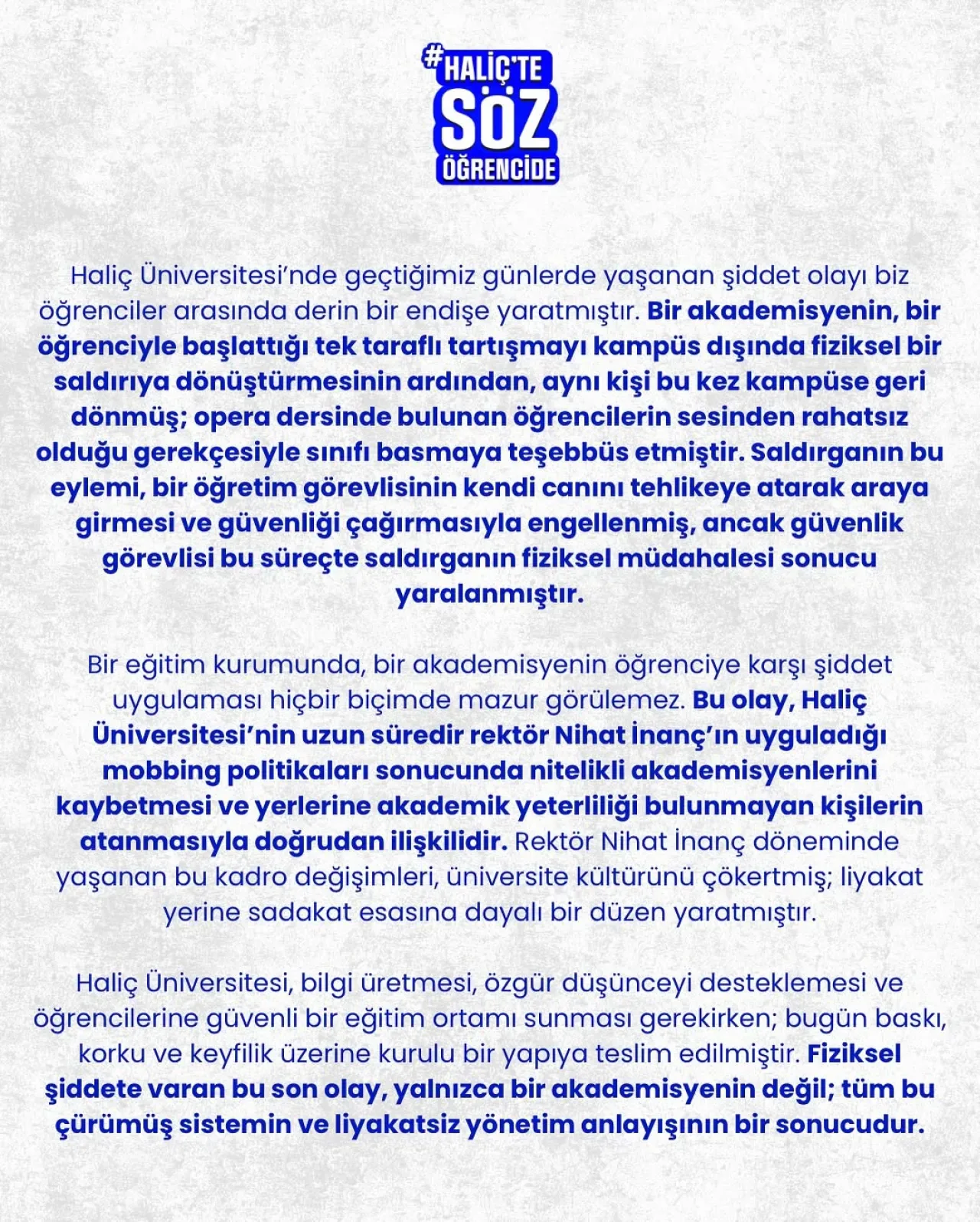Haliç Üniversitesi'nde Akademisyen Şiddeti: Öğrenciler Harekete Geçti Haliç Üniversitesi'nde Akademisyen Şiddeti: Öğrenciler Harekete Geçti