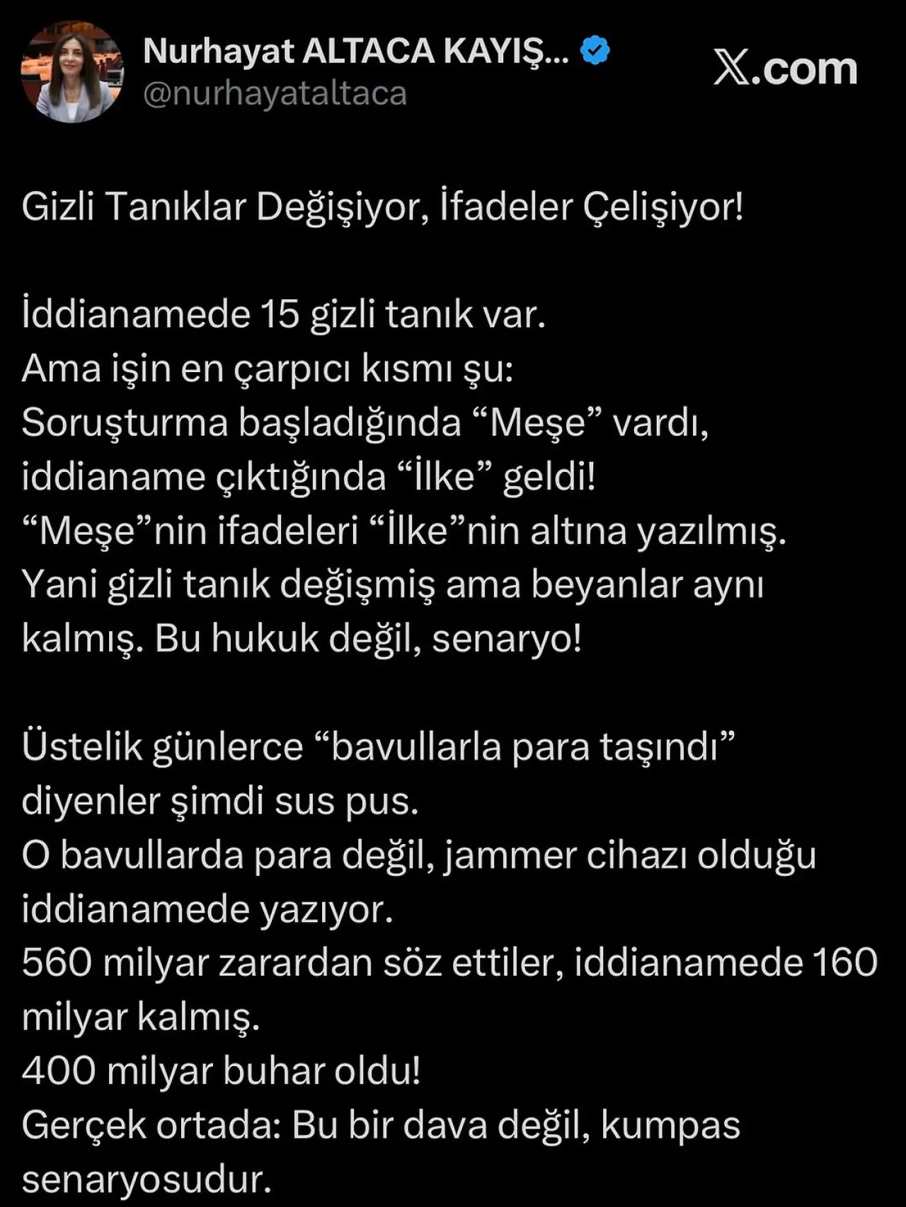 CHP'li Altaca Kayışoğlu: Soruşturmada Gizli Tanık ve Zarar İddialarında Çelişkiler Olduğunu Öne Sürdü CHP'li Altaca Kayışoğlu: Soruşturmada Gizli Tanık ve Zarar İddialarında Çelişkiler Olduğunu Öne Sürdü