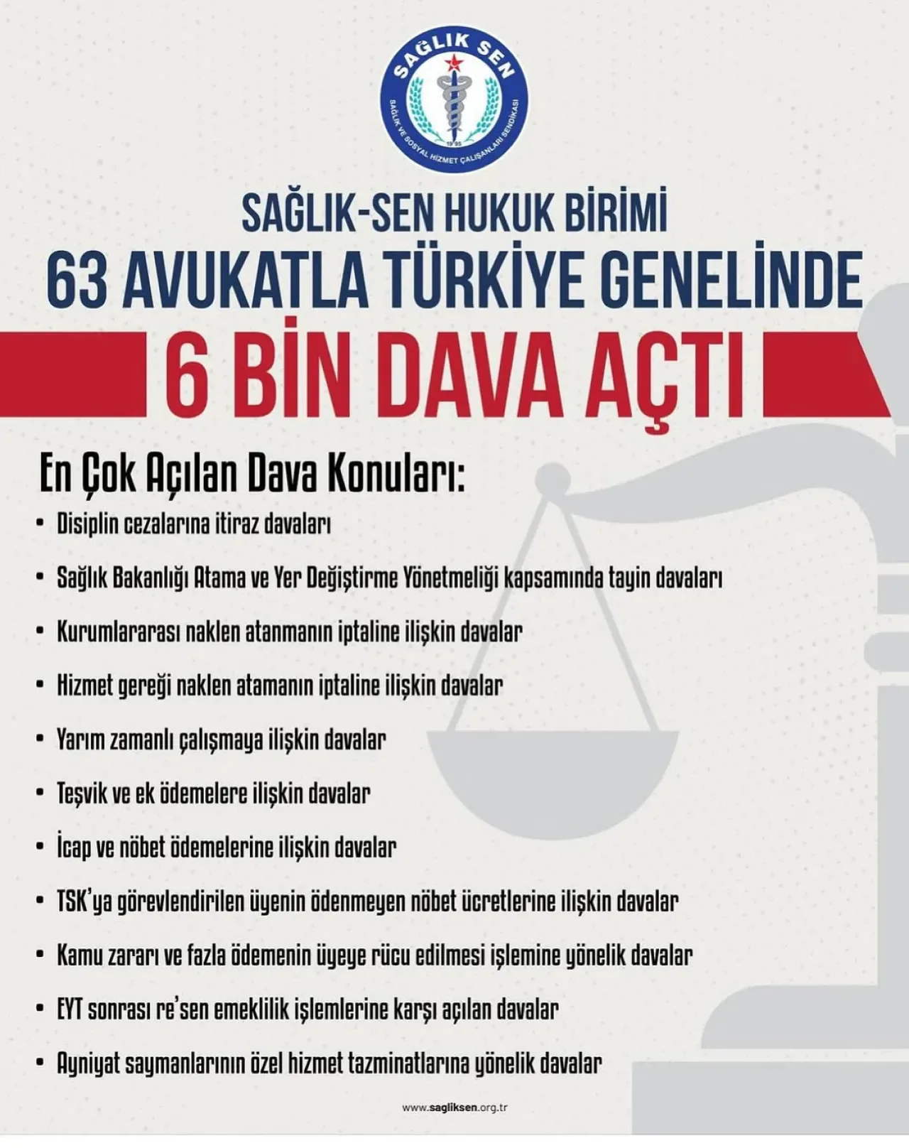 Sağlık-Sen, 63 Avukatlık Dev Kadrosu ile Sağlık Çalışanlarını Koruyor Sağlık-Sen, 63 Avukatlık Dev Kadrosu ile Sağlık Çalışanlarını Koruyor