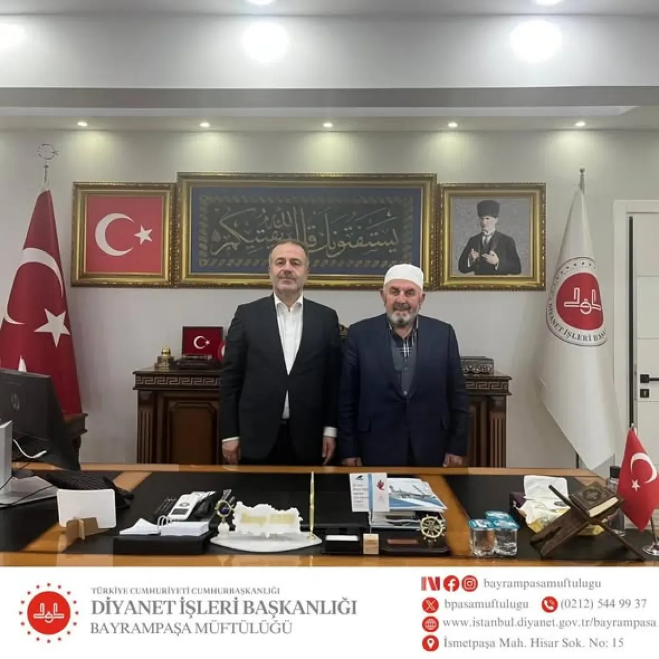 Emekli Yalova İl Müftüsü, Bayrampaşa İlçe Müftüsü'nü Ziyaret Etti Emekli Yalova İl Müftüsü, Bayrampaşa İlçe Müftüsü'nü Ziyaret Etti