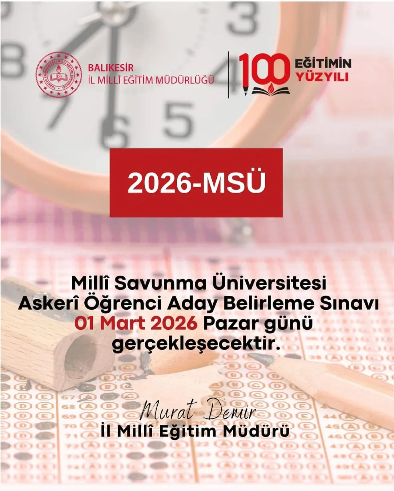 Balıkesir'de 2026 MSÜ Askeri Öğrenci Aday Belirleme Sınavı Tarihi Açıklandı Balıkesir'de 2026 MSÜ Askeri Öğrenci Aday Belirleme Sınavı Tarihi Açıklandı
