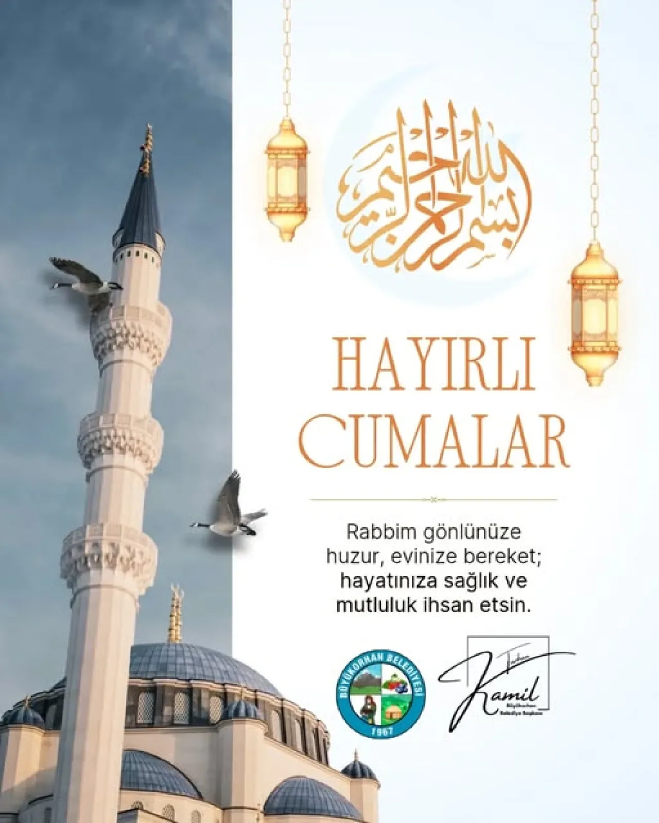 Büyükorhan Belediyesi'nden Hayırlı Cumalar Temennisi Büyükorhan Belediyesi'nden Hayırlı Cumalar Temennisi