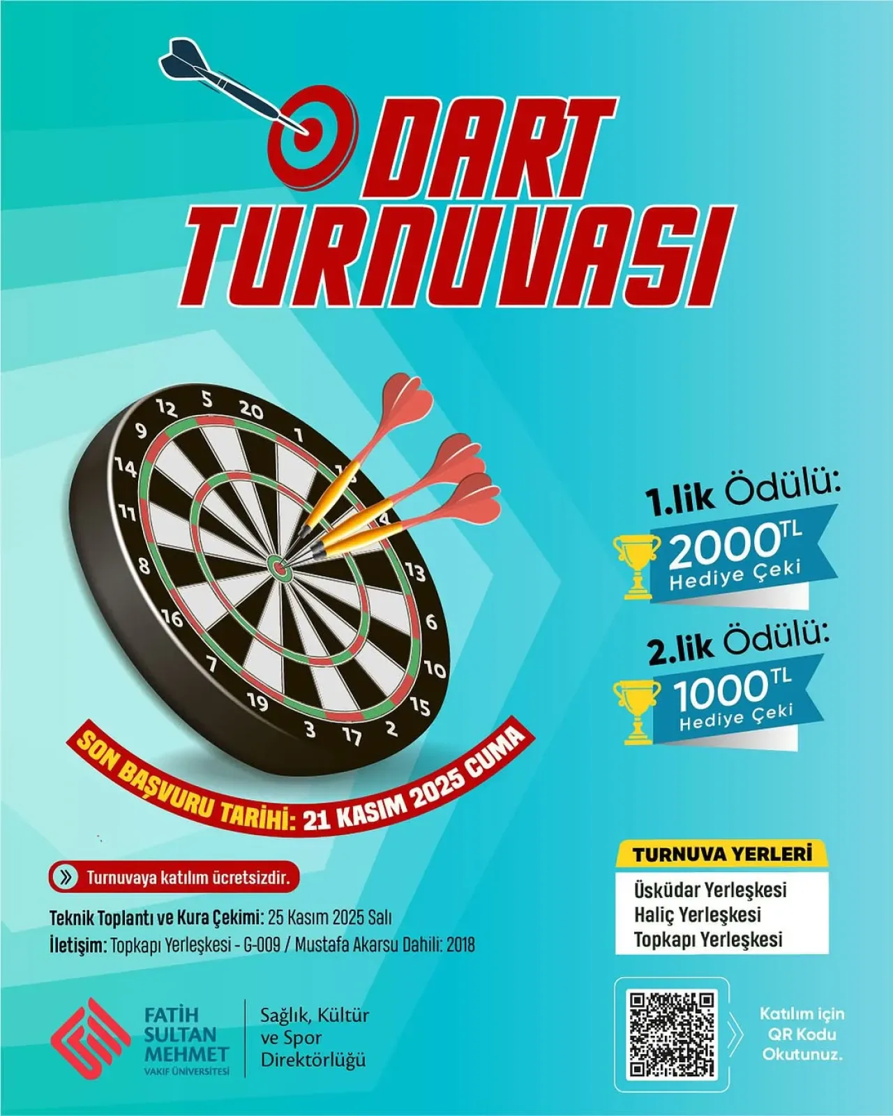 Fatih Sultan Mehmet Vakıf Üniversitesi'nde Ücretsiz Dart Turnuvası Düzenleniyor Fatih Sultan Mehmet Vakıf Üniversitesi'nde Ücretsiz Dart Turnuvası Düzenleniyor