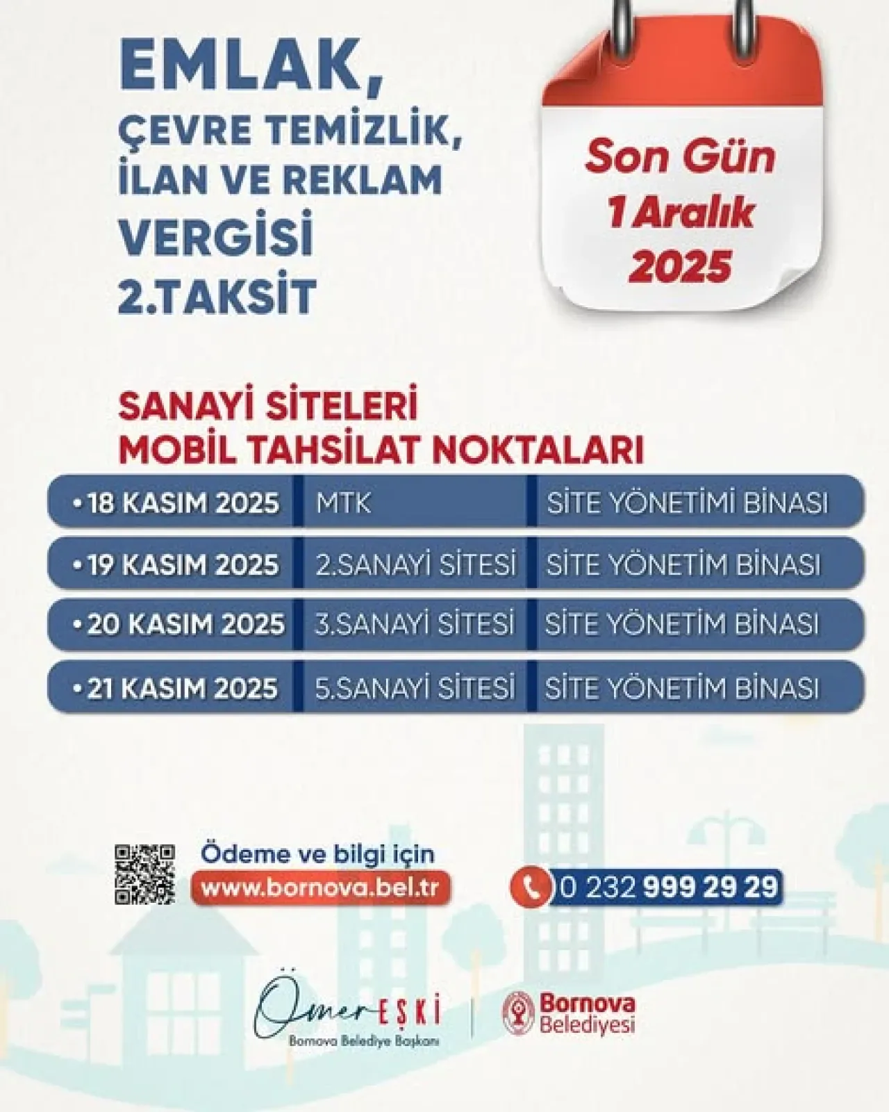 Bornova Belediyesi Vergi Ödemelerinde İkinci Taksit Dönemi Başladı Bornova Belediyesi Vergi Ödemelerinde İkinci Taksit Dönemi Başladı