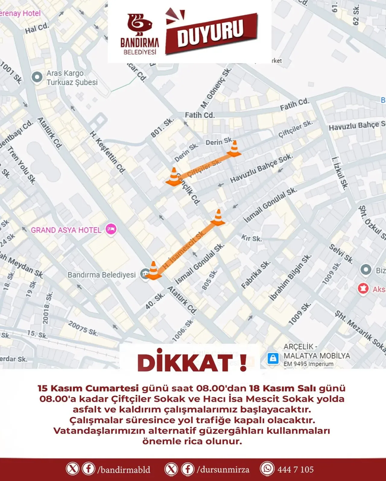 Bandırma'da Çiftçiler Sokak ve Hacı İsa Mescit Sokak'ta Asfalt ve Kaldırım Yenileme Çalışması Bandırma'da Çiftçiler Sokak ve Hacı İsa Mescit Sokak'ta Asfalt ve Kaldırım Yenileme Çalışması